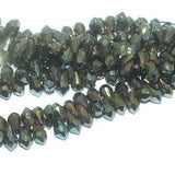 15x9mm Faceted Glass Drop Beads Metallic Black