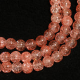 8mm, 16 Inch Crackle Glass Beads Round Strings