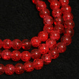 8mm, 16 Inch Crackle Glass Beads Round Strings