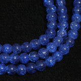 8mm, 16 Inch Crackle Glass Beads Round Strings