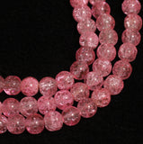 8mm, 16 Inch Crackle Glass Beads Round Strings