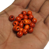 100 Pcs, 7x9mm Colored Wooden Beads Round