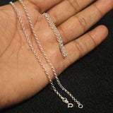 92.5 Sterling Silver Round Flat Links Chain - 45 cms