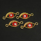 24x10mm Meenakari Brass Evil Eye  Connector