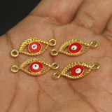 24x10mm Meenakari Brass Evil Eye  Connector