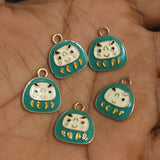 5 Pcs 17X15mm Owl Meenakari Charms