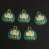 5 Pcs 17X15mm Owl Meenakari Charms