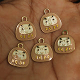 5 Pcs 17X15mm Owl Meenakari Charms