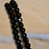 1 String 9mm Glass Half Round Beads Black