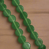 1 String 10mm Glass Disc Beads Green