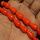 1 String 18X10mm Glass Drop Beads Orange