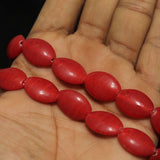 1 String 18X13mm  Glass Oval Beads Red