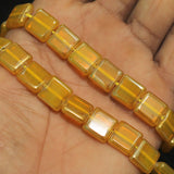 1 String 12mm Glass Window Metallic Square Beads