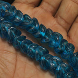 1 string 12mm Twisty Glass Beads Teal