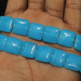 1 String 15mm Glass Square Beads Blue