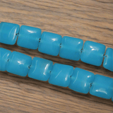 1 String 15mm Glass Square Beads Blue