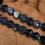 1 String 13X10mm Window Metallic Lining Heart Beads