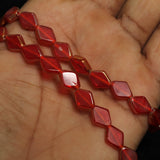 1 String 11X8mm Window Metallic Lining Flat Diamond Beads