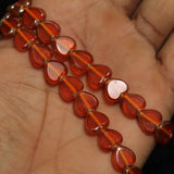 1 Strings 10mm Window Metallic Lining Heart Beads