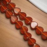 1 String 13X10mm Window Metallic Lining Heart Beads