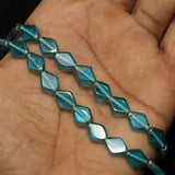 1 String 11X8mm Window Metallic Lining Flat Diamond Beads