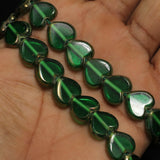 1 Strings 10mm Window Metallic Lining Heart Beads