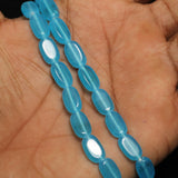 12X7mm Fire Polish Oval Beads Sky Blue