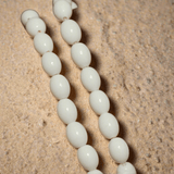 12X8mm  Glass Oval Beads White