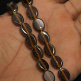 1 String 11X9mm  Window Metallic Lining Flat Oval Beads