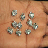 Tibetan Zinc Alloy Heart Antique Silver Charms 12x10x5mm