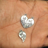 Tibetan Alloy Split Heart Charms Antique Silver 23x23x2mm