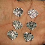 Alloy Heart Antique Silver Charms 18x17x1mm