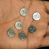 Tibetan Alloy Flat Round with Om Symbol Charms Antique Silver Enamel Settings 15.9x12.9x1.5mm