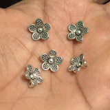 10 Pcs German Silver Flower Charms 12mm