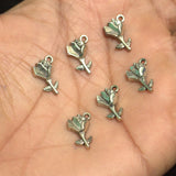 10 Pcs, 14x8mm German Silver Flower Charms