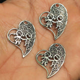 29mm German Silver Heart Charms