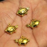 10 Pcs, 13mm German Silver Furtune Pig Charms Golden