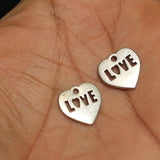 German Silver Heart Charms 15mm