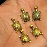 10 Pcs German Silver Turtle Charms Golden 19x12mm