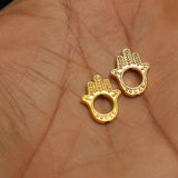 German Silver Hamsa hand Spacer Charms Golden 15mm