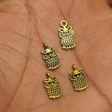 German Silver Owl Charms Golden 14X6mm