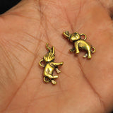 10 Pcs, 25x13mm German Silver Golden Elephant Charms