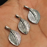 10 Pcs, 26x15mm German Silver Leaf Charms