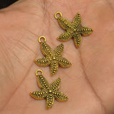 25 Pcs German Silver Star Fish Charms Golden 22x13mm