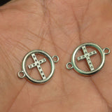 10 Pcs German Silver Cross Connectors 13mm