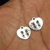 German Silver Heart Charms 15mm