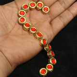 15 Pcs, 10mm Meenakari Kundan Kadi Chain Golden