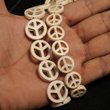 15 & 20mm, 2 Strings Acrylic Peace Side Hole Beads Off White