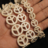 15, 20 & 25mm, 3 Strings Acrylic Peace Side Hole Beads Off White