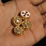 4 Pcs, Kundan Connectors Round Golden